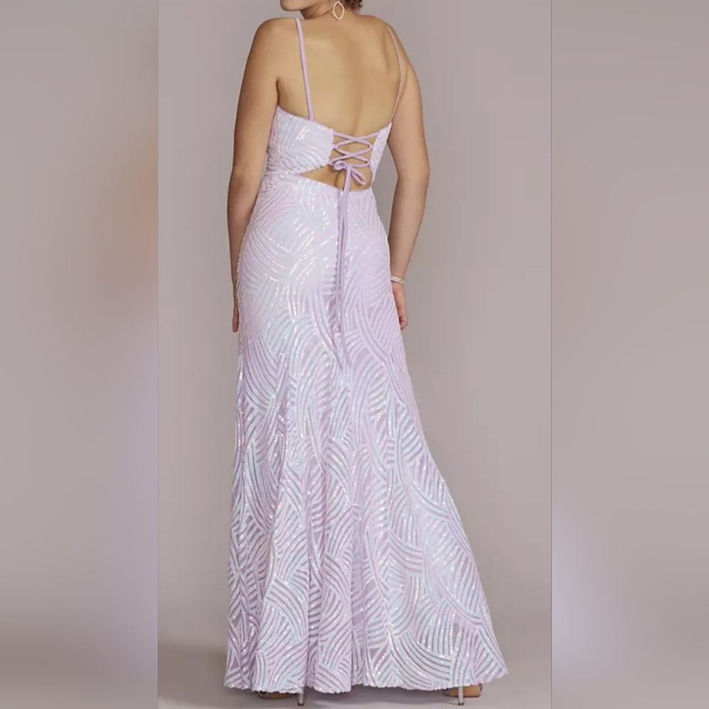 MORGAN & CO: NWT Scoop Neck Sequin Patterned Mermaid Dress